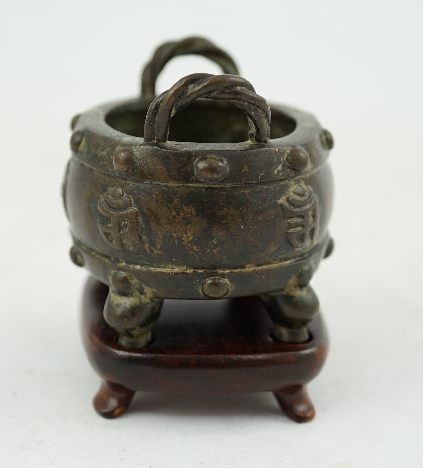 A Chinese miniature bronze censer, Xuande mark, probably 17th/18th century